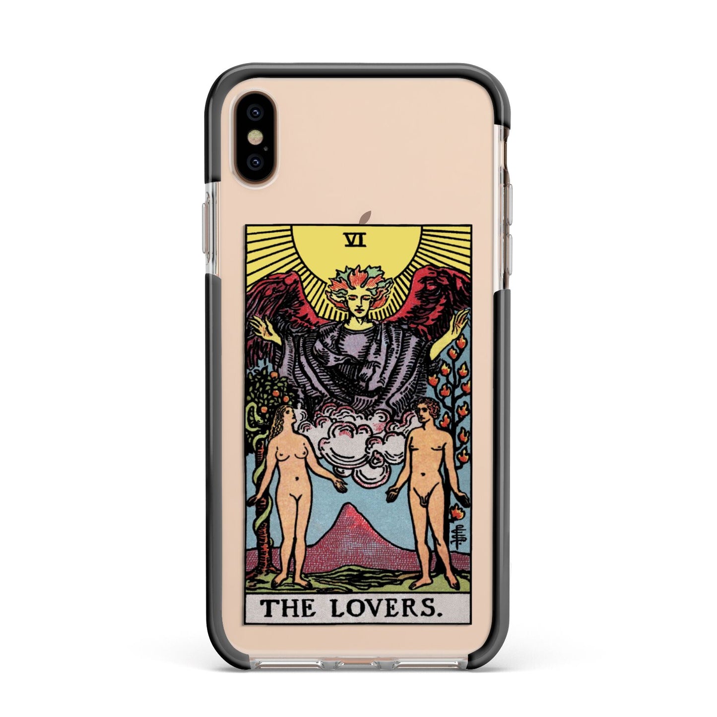 The Lovers Tarot Card Apple iPhone Xs Max Impact Case Black Edge on Gold Phone