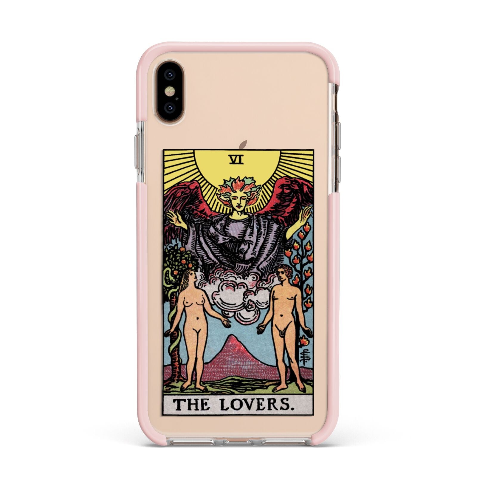 The Lovers Tarot Card Apple iPhone Xs Max Impact Case Pink Edge on Gold Phone
