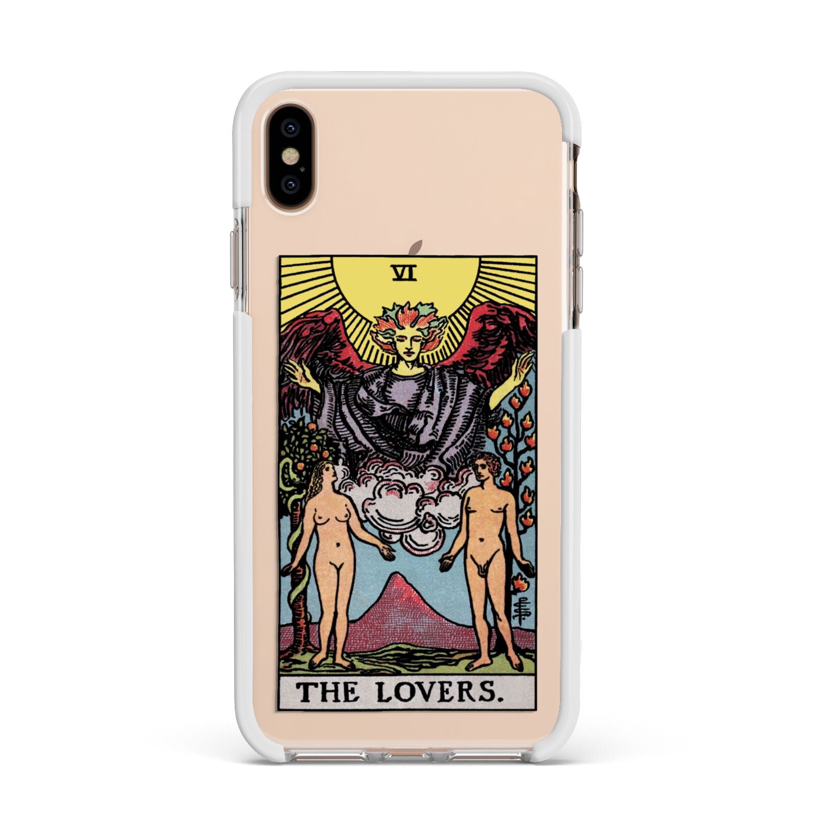 The Lovers Tarot Card Apple iPhone Xs Max Impact Case White Edge on Gold Phone