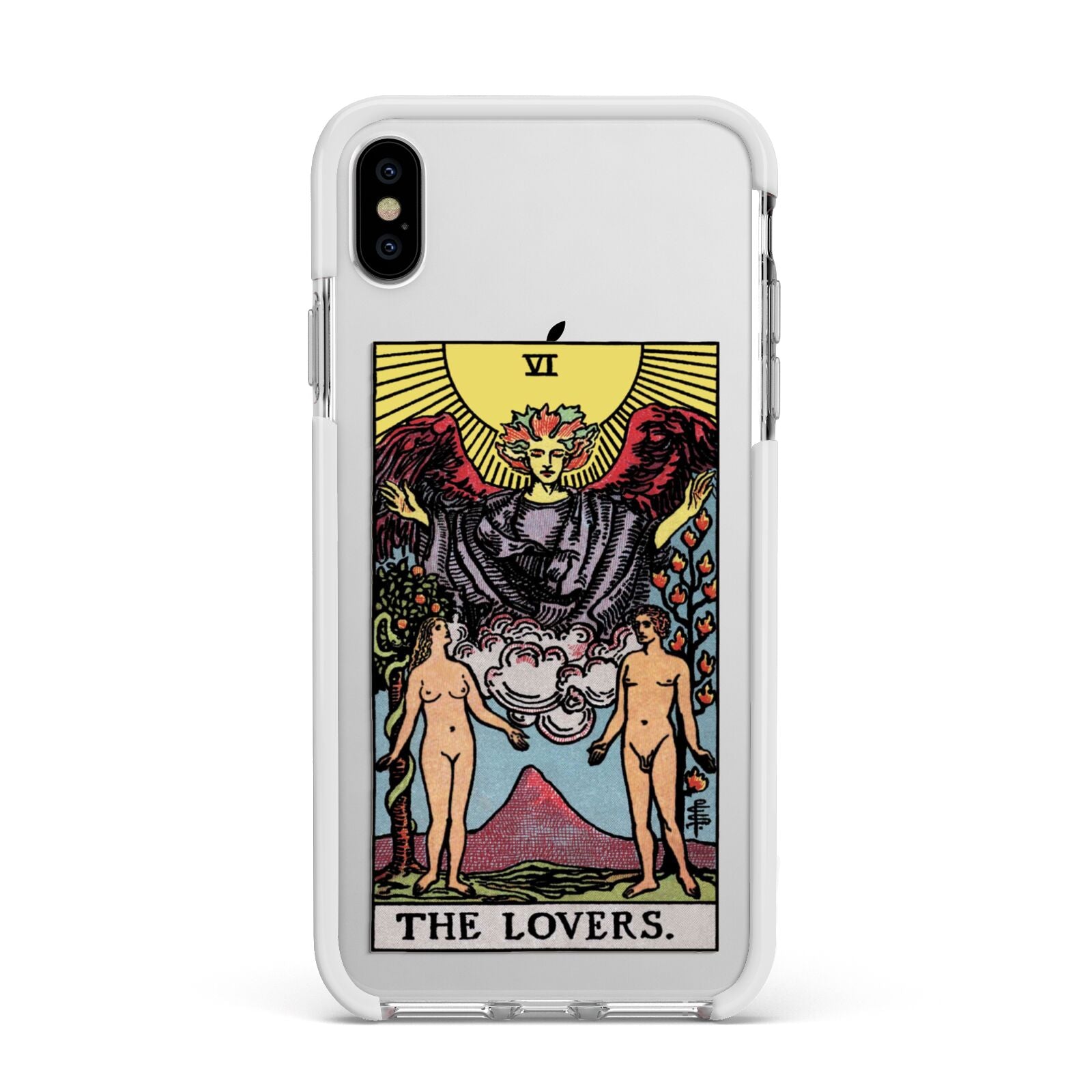 The Lovers Tarot Card Apple iPhone Xs Max Impact Case White Edge on Silver Phone