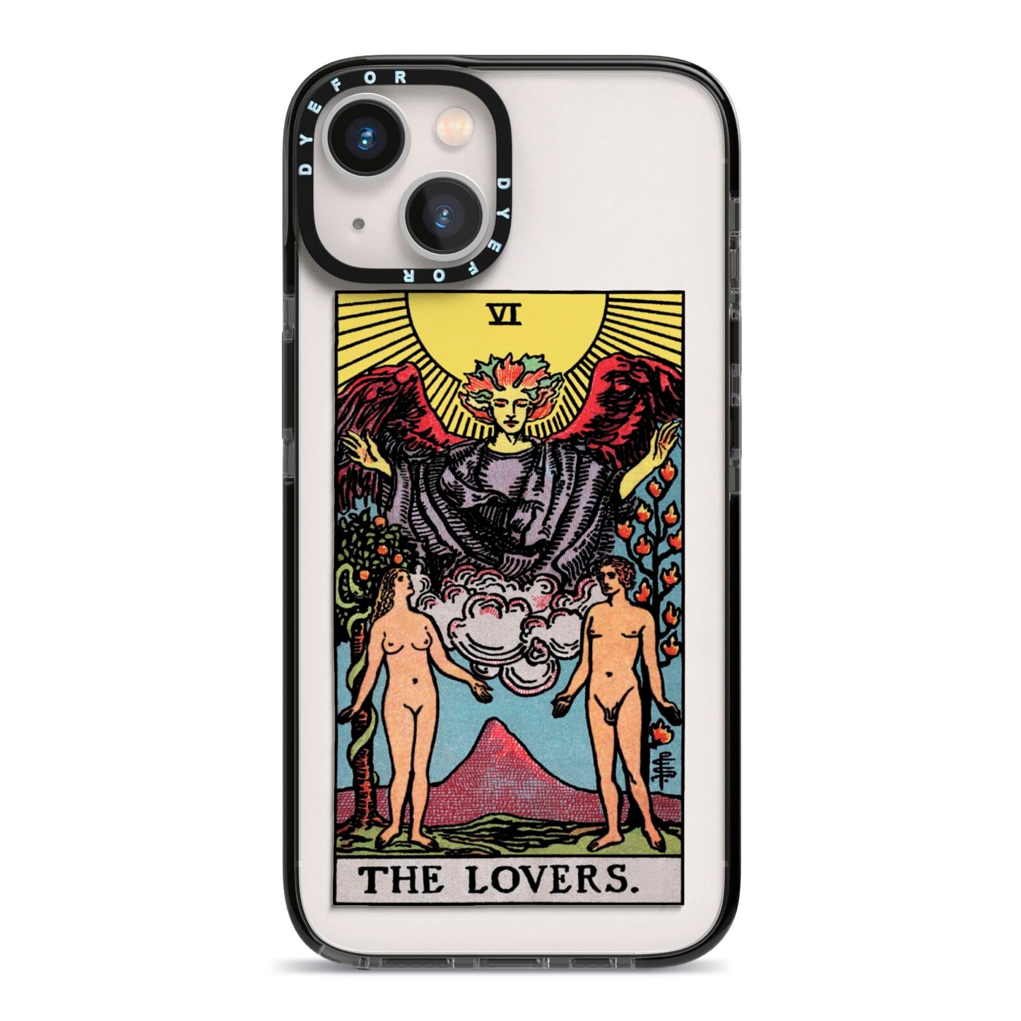 The Lovers Tarot Card iPhone 13 Black Impact Case on Silver phone
