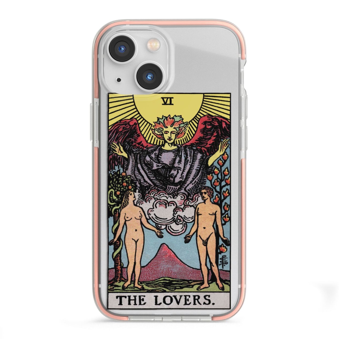 The Lovers Tarot Card iPhone 13 Mini TPU Impact Case with Pink Edges