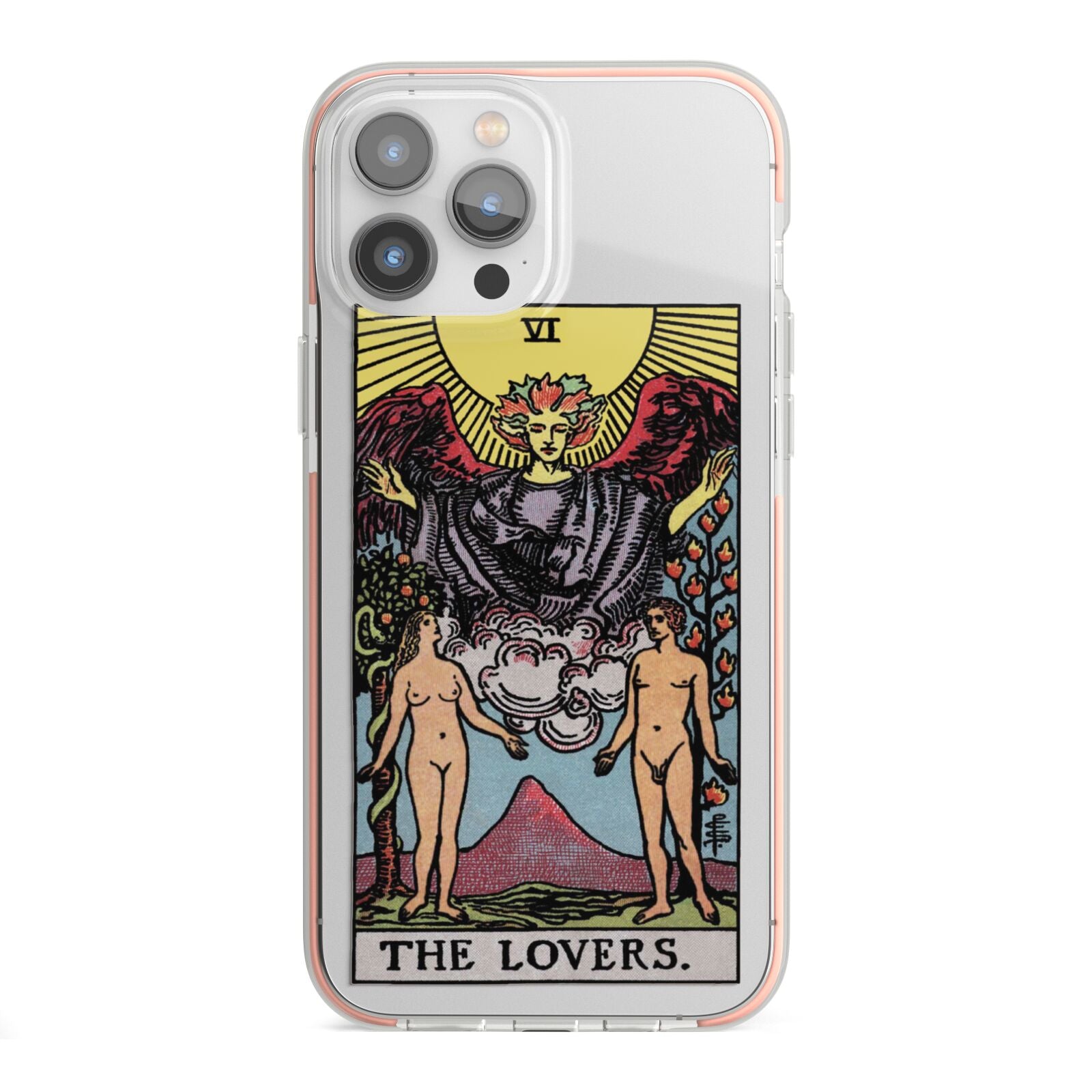 The Lovers Tarot Card iPhone 13 Pro Max TPU Impact Case with Pink Edges
