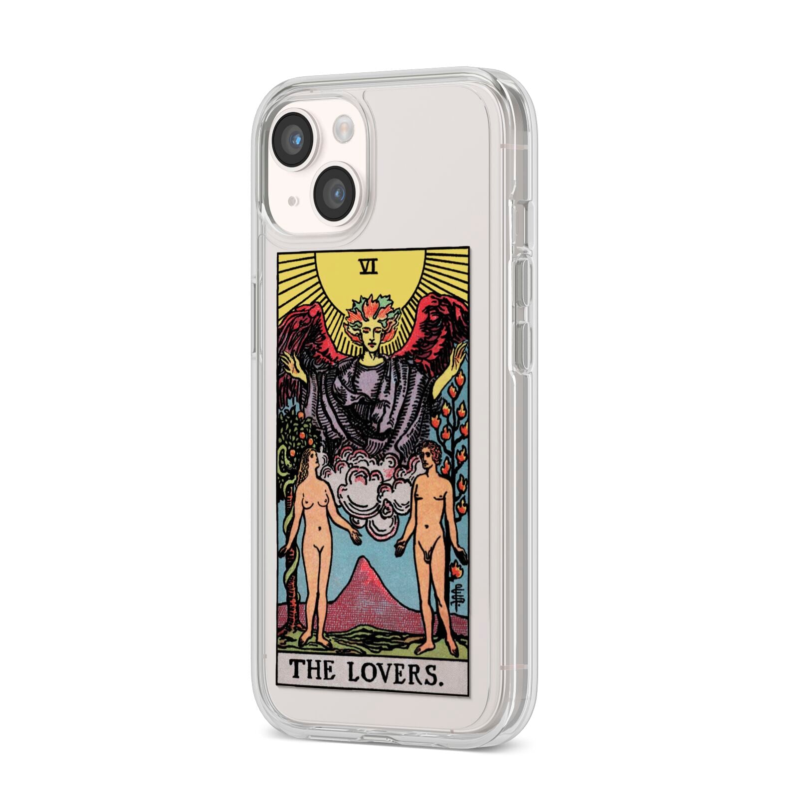 The Lovers Tarot Card iPhone 14 Clear Tough Case Starlight Angled Image