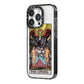 The Lovers Tarot Card iPhone 14 Pro Black Impact Case Side Angle on Silver phone