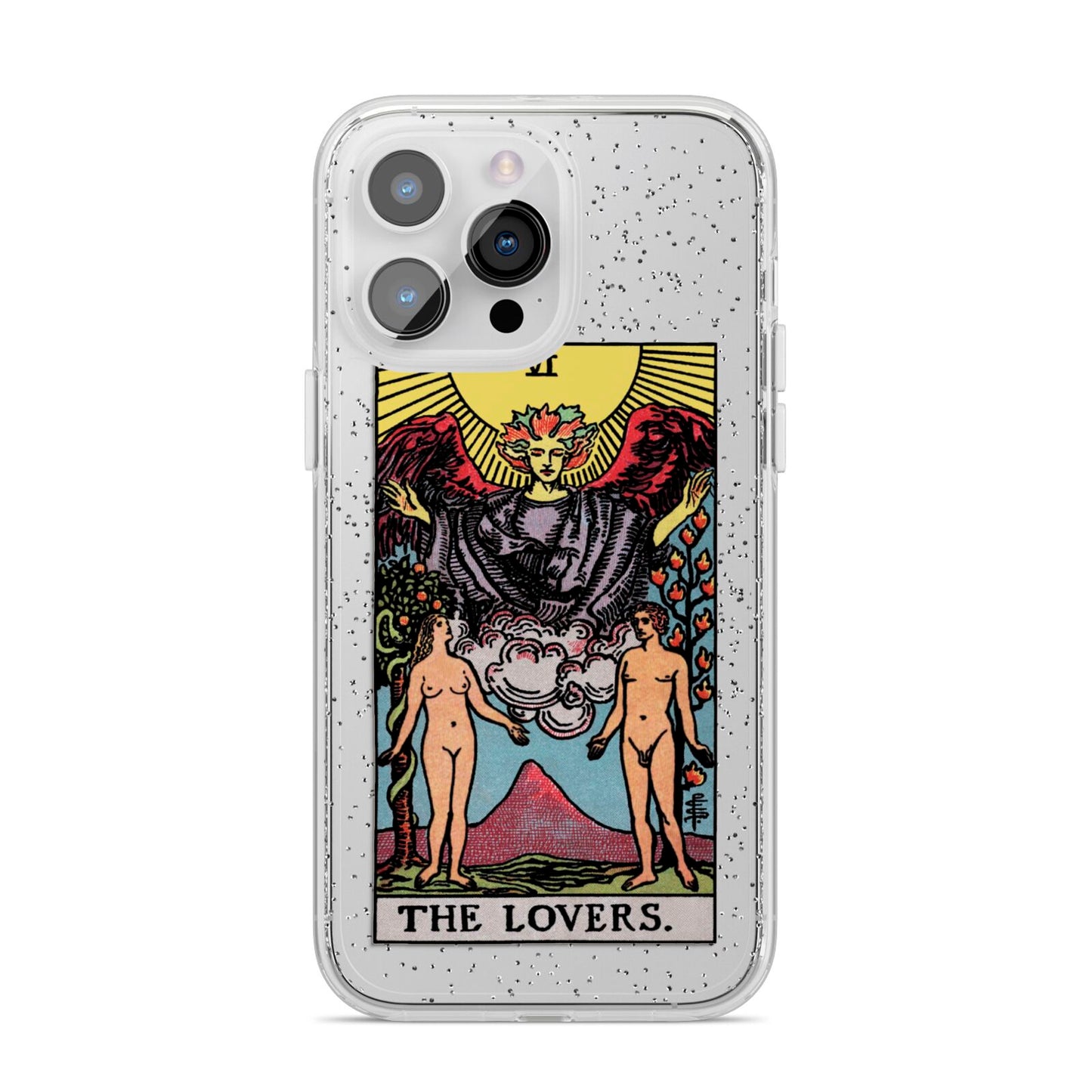 The Lovers Tarot Card iPhone 14 Pro Max Glitter Tough Case Silver