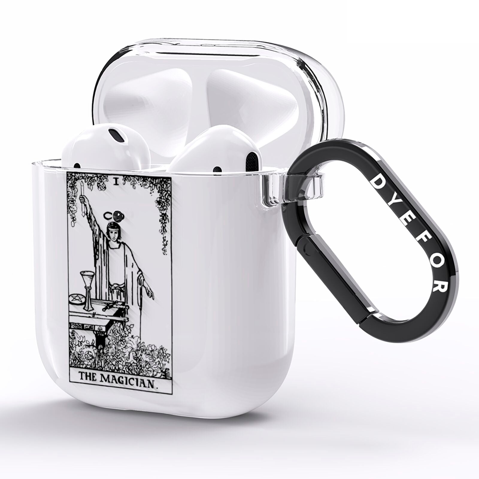 The Magician Monochrome Tarot Card AirPods Clear Case Side Image