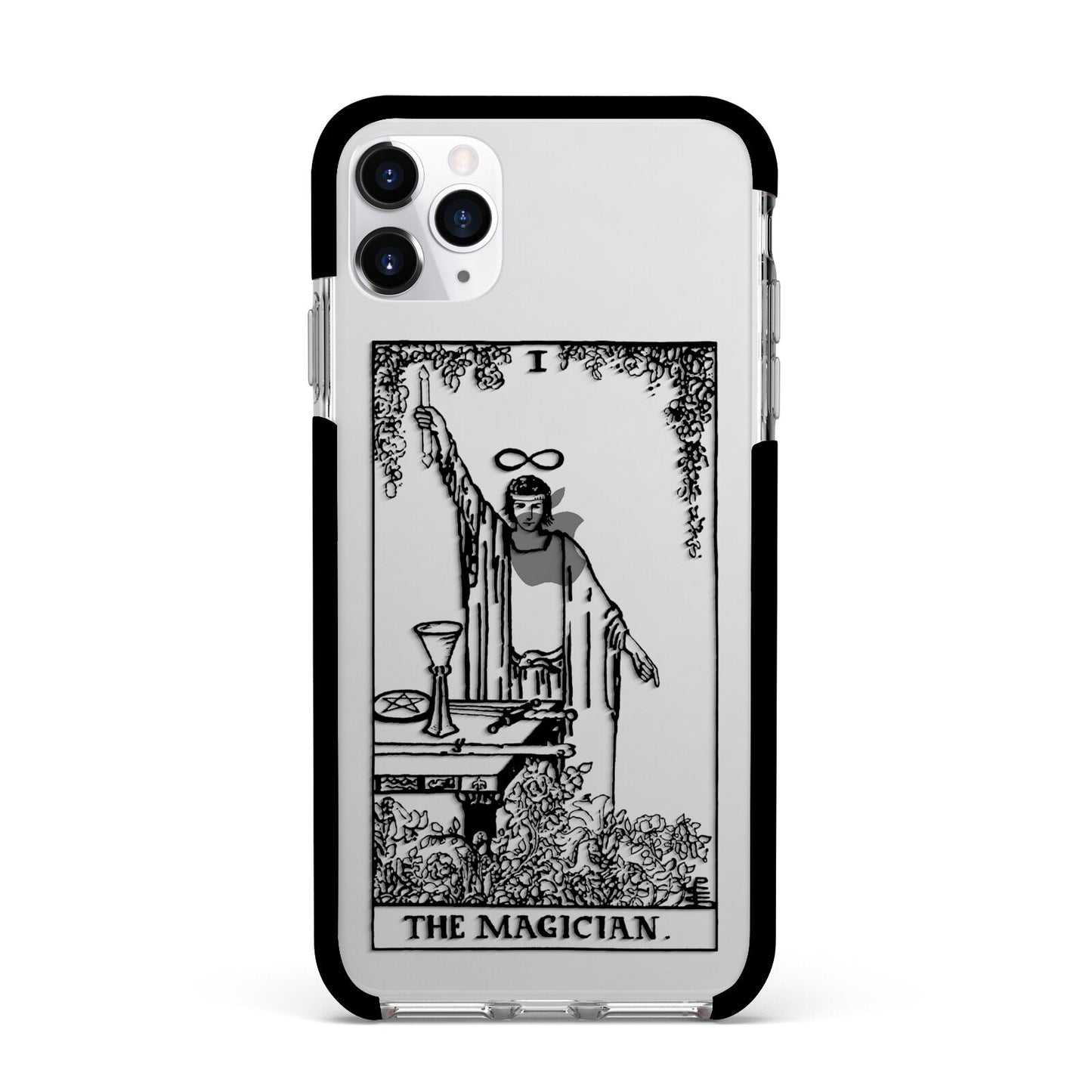 The Magician Monochrome Tarot Card Apple iPhone 11 Pro Max in Silver with Black Impact Case