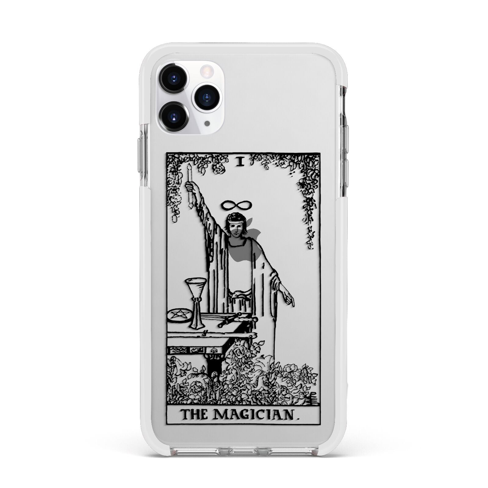 The Magician Monochrome Tarot Card Apple iPhone 11 Pro Max in Silver with White Impact Case