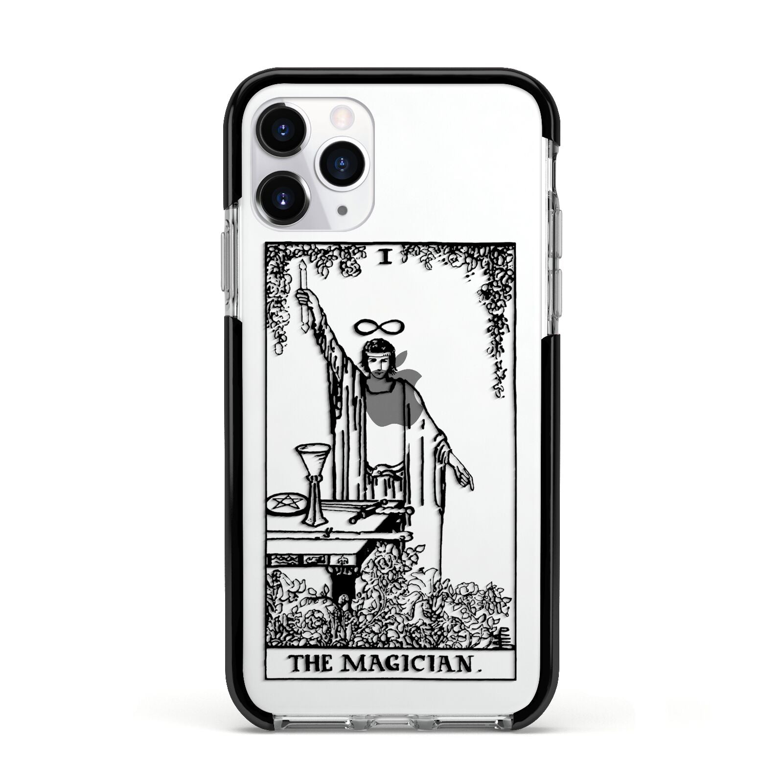 The Magician Monochrome Tarot Card Apple iPhone 11 Pro in Silver with Black Impact Case