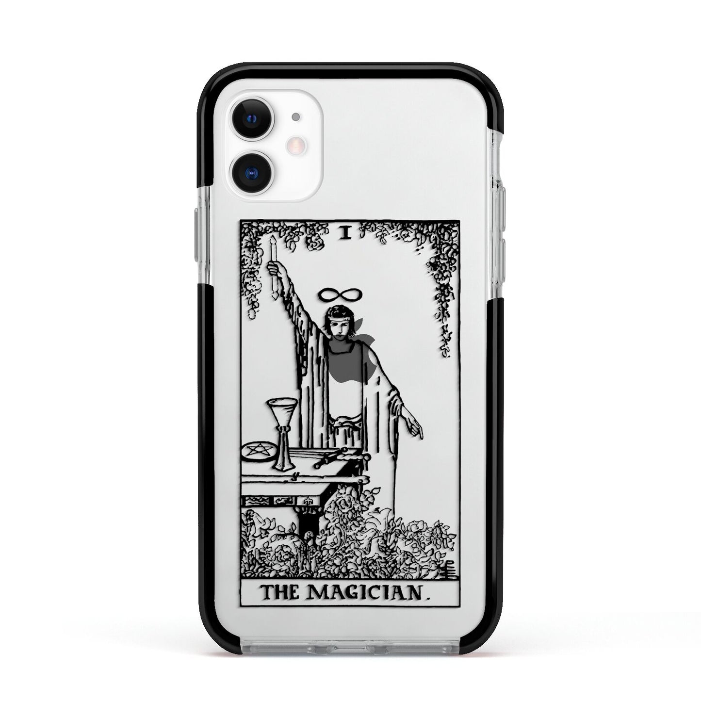 The Magician Monochrome Tarot Card Apple iPhone 11 in White with Black Impact Case