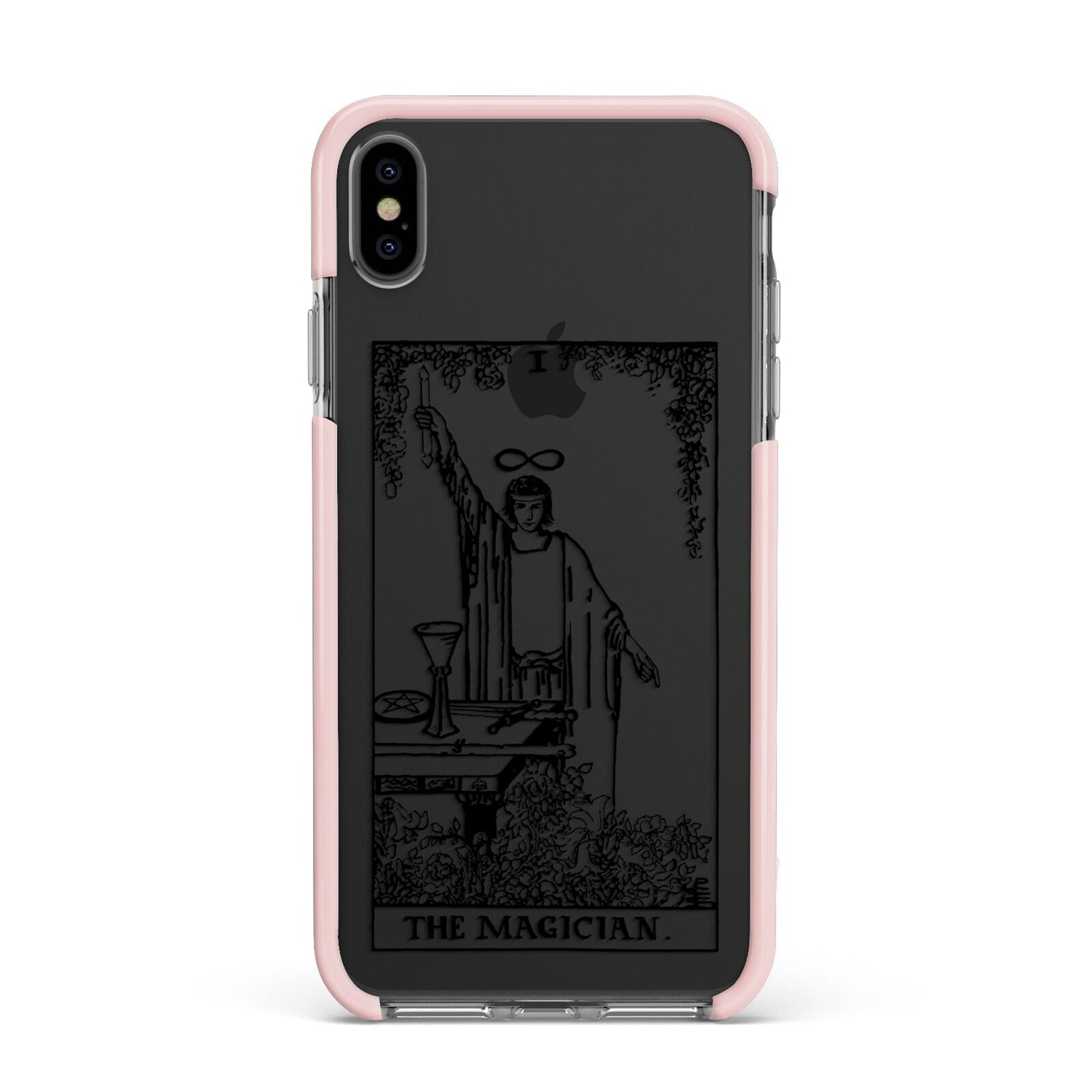 The Magician Monochrome Tarot Card Apple iPhone Xs Max Impact Case Pink Edge on Black Phone