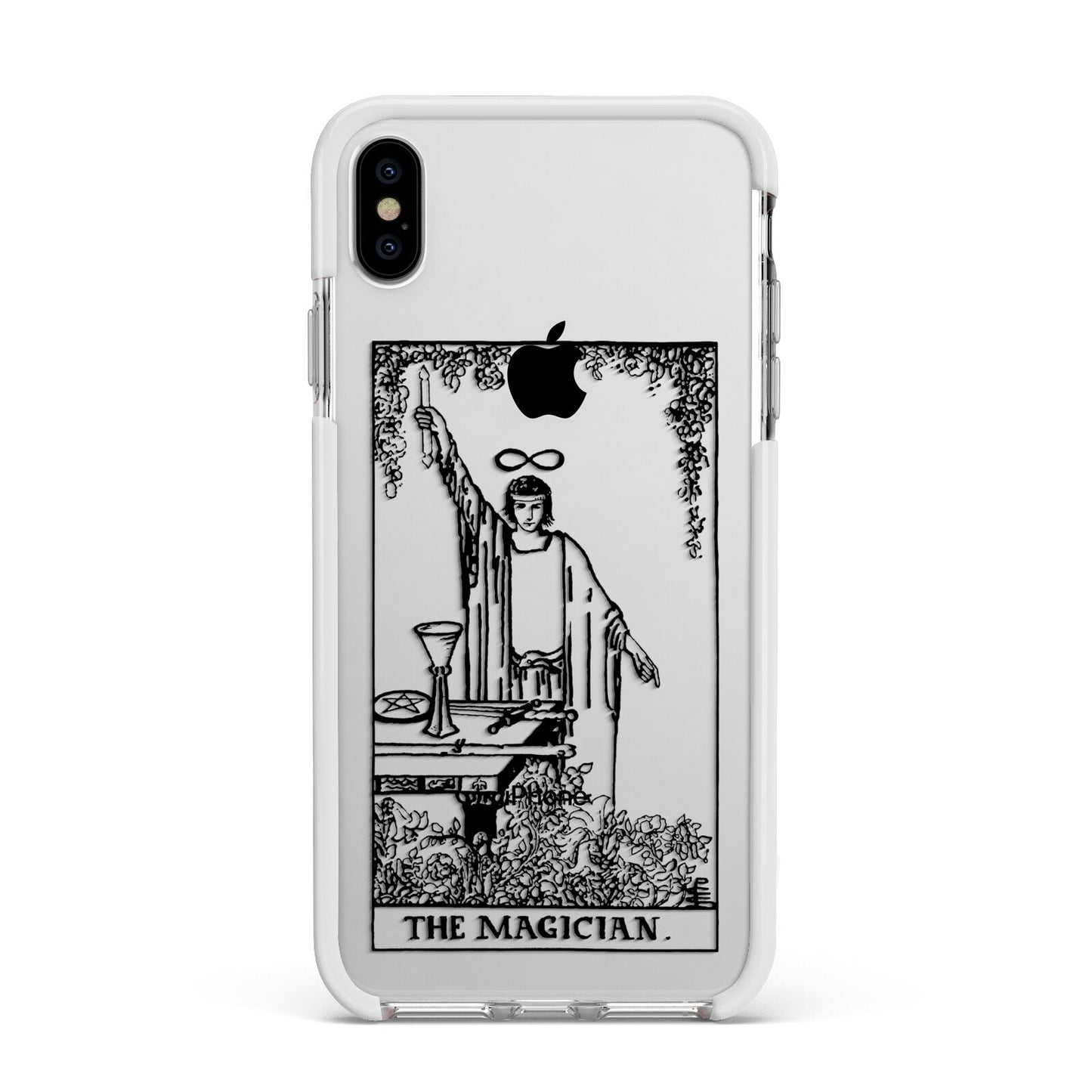 The Magician Monochrome Tarot Card Apple iPhone Xs Max Impact Case White Edge on Silver Phone