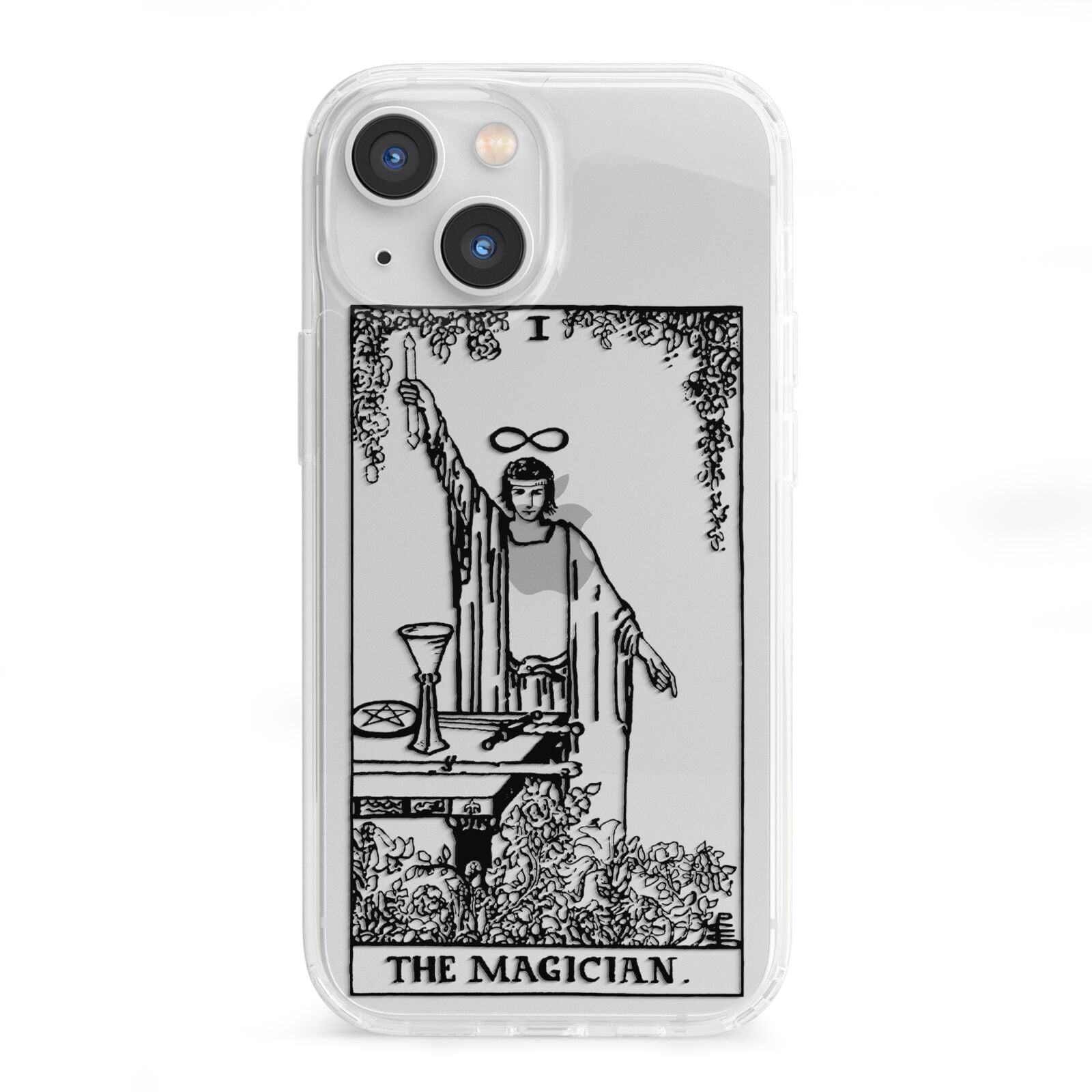 The Magician Monochrome Tarot Card iPhone 13 Mini Clear Bumper Case