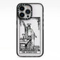 The Magician Monochrome Tarot Card iPhone 13 Pro Black Impact Case on Silver phone