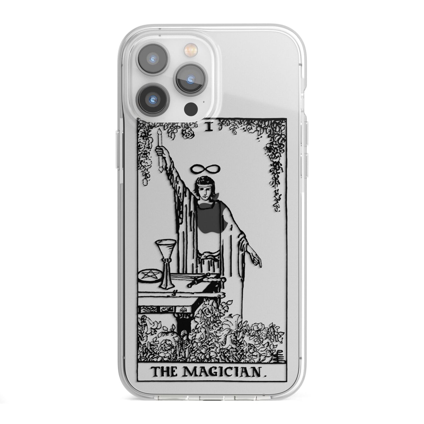 The Magician Monochrome Tarot Card iPhone 13 Pro Max TPU Impact Case with White Edges
