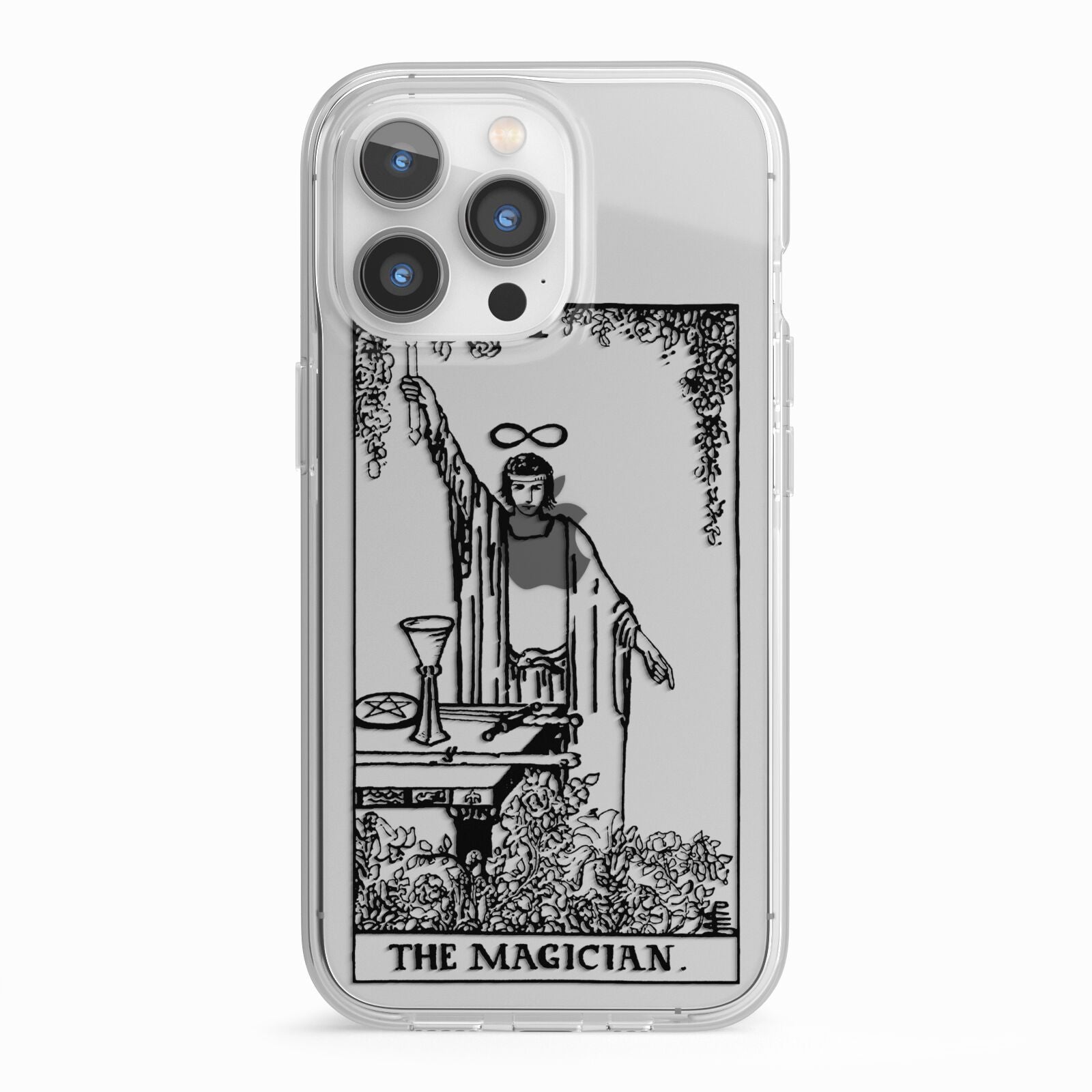 The Magician Monochrome Tarot Card iPhone 13 Pro TPU Impact Case with White Edges