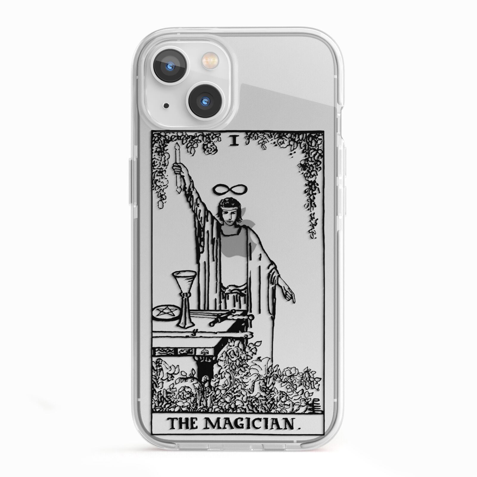 The Magician Monochrome Tarot Card iPhone 13 TPU Impact Case with White Edges