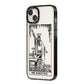 The Magician Monochrome Tarot Card iPhone 14 Plus Black Impact Case Side Angle on Silver phone