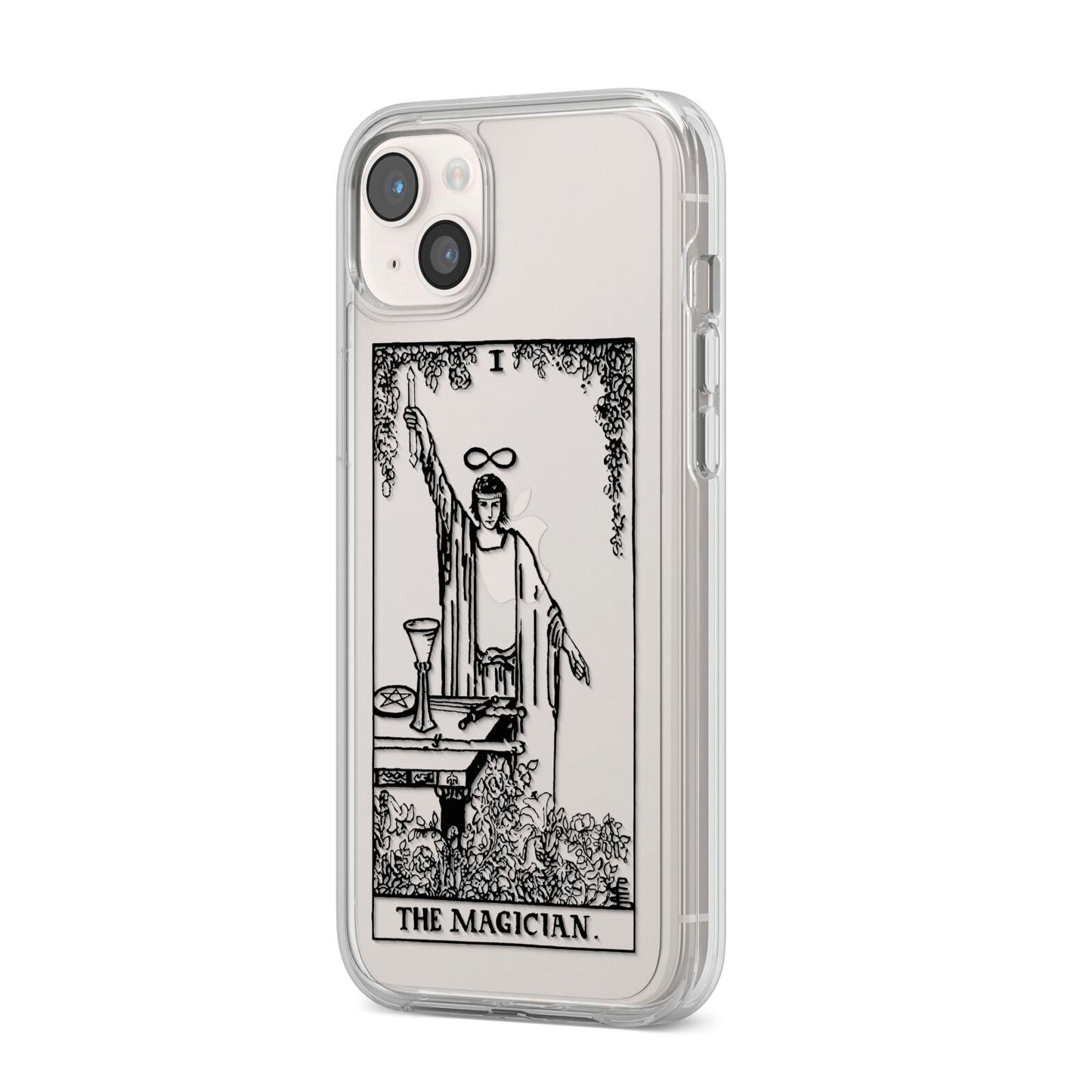 The Magician Monochrome Tarot Card iPhone 14 Plus Clear Tough Case Starlight Angled Image