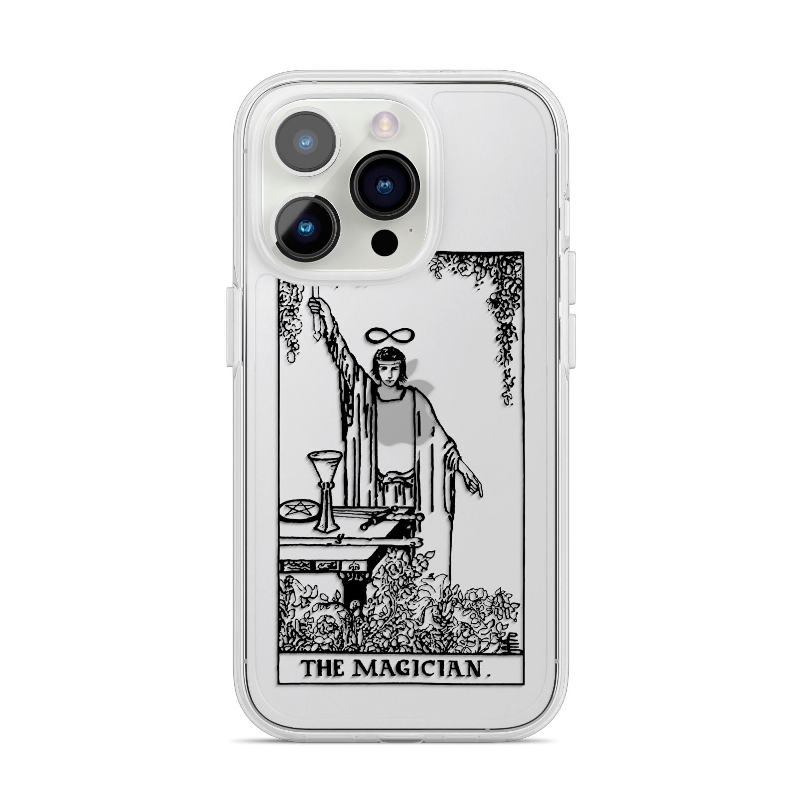 The Magician Monochrome Tarot Card iPhone 14 Pro Clear Tough Case Silver