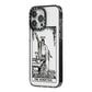 The Magician Monochrome Tarot Card iPhone 14 Pro Max Black Impact Case Side Angle on Silver phone