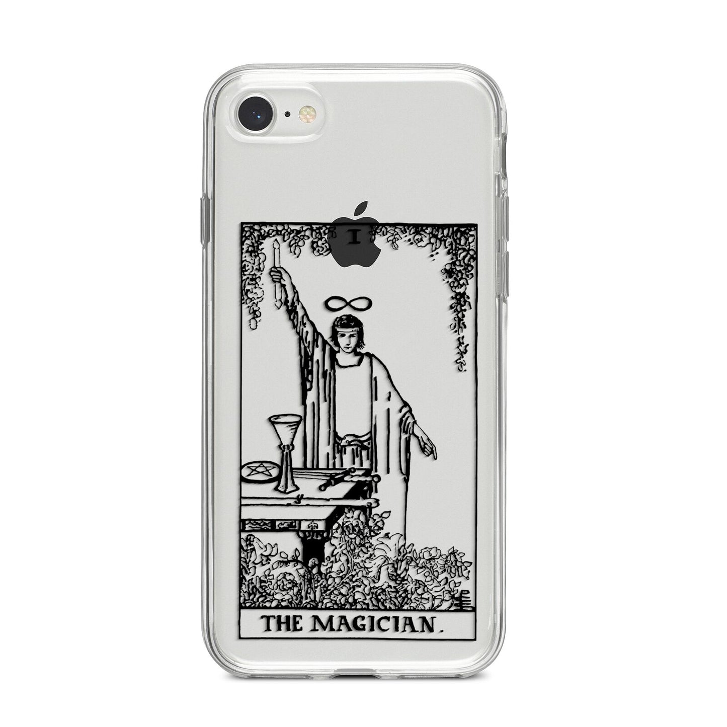 The Magician Monochrome Tarot Card iPhone 8 Bumper Case on Silver iPhone
