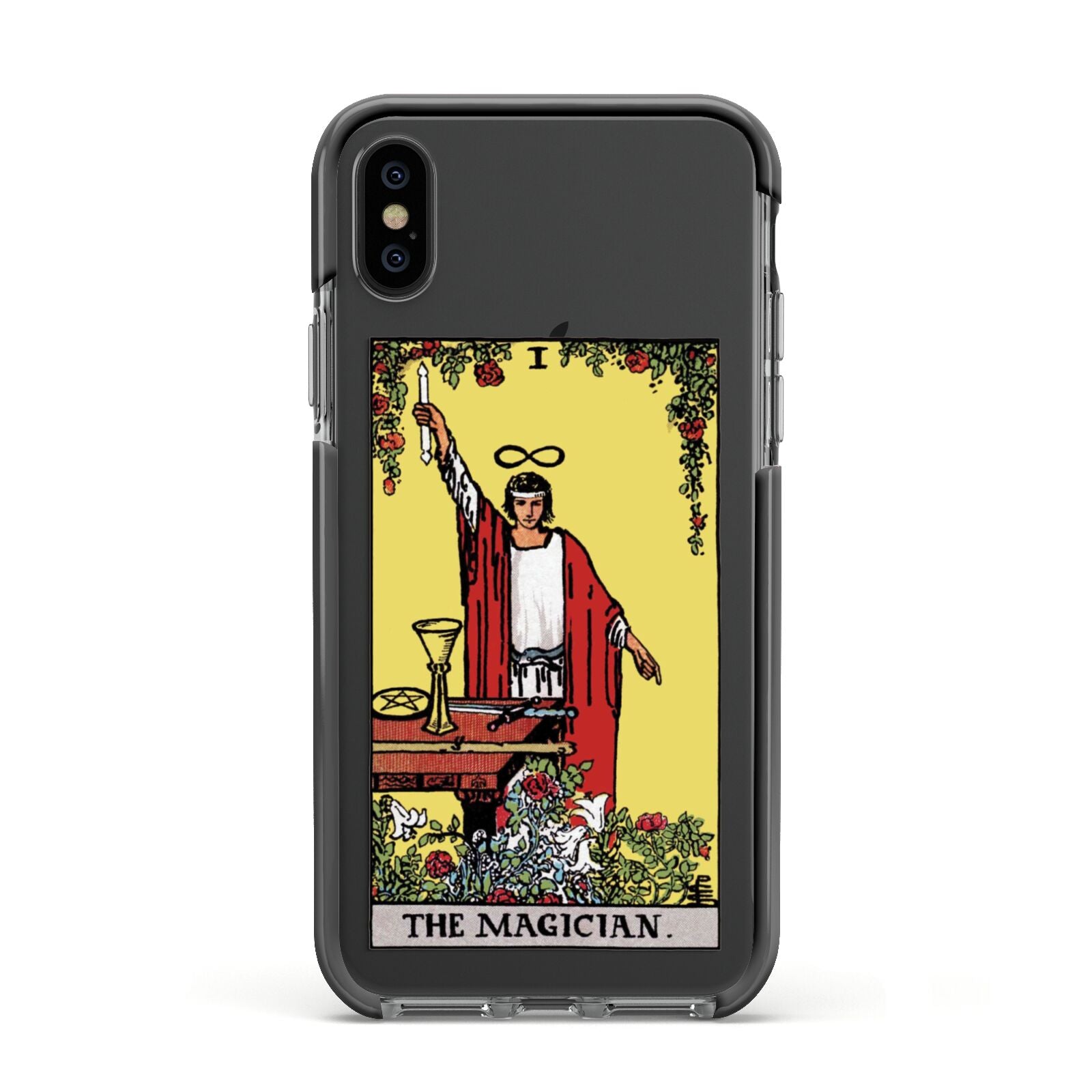 The Magician Tarot Card Apple iPhone Xs Impact Case Black Edge on Black Phone