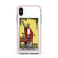 The Magician Tarot Card Apple iPhone Xs Impact Case Pink Edge on Silver Phone