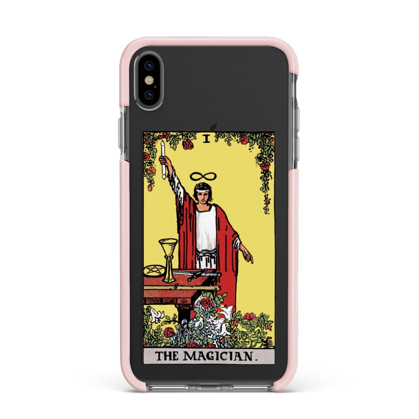The Magician Tarot Card Apple iPhone Xs Max Impact Case Pink Edge on Black Phone