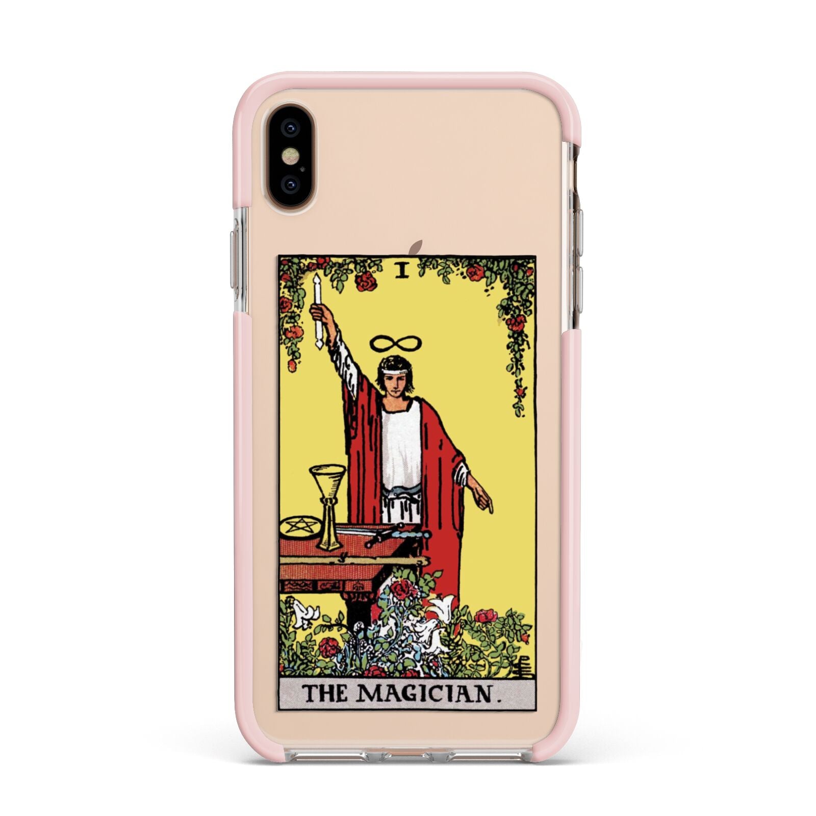 The Magician Tarot Card Apple iPhone Xs Max Impact Case Pink Edge on Gold Phone