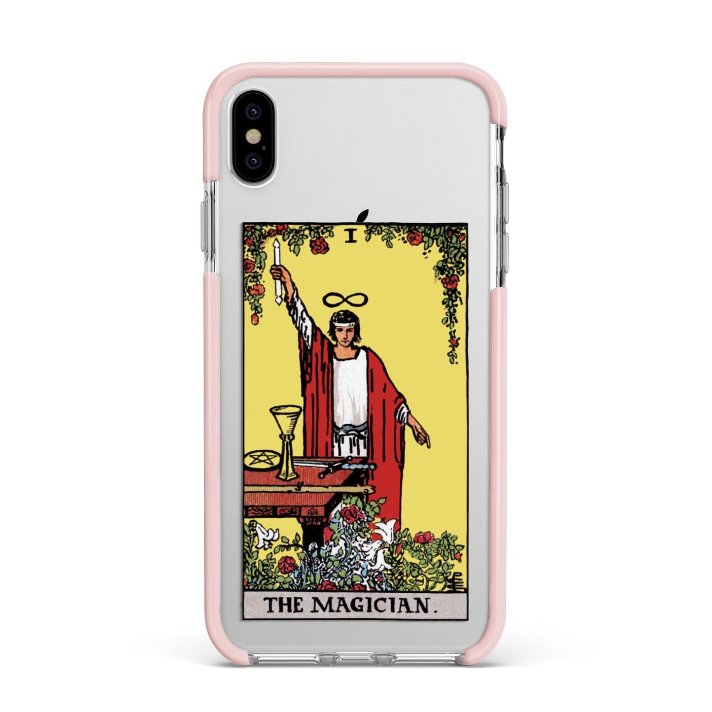 The Magician Tarot Card Apple iPhone Xs Max Impact Case Pink Edge on Silver Phone