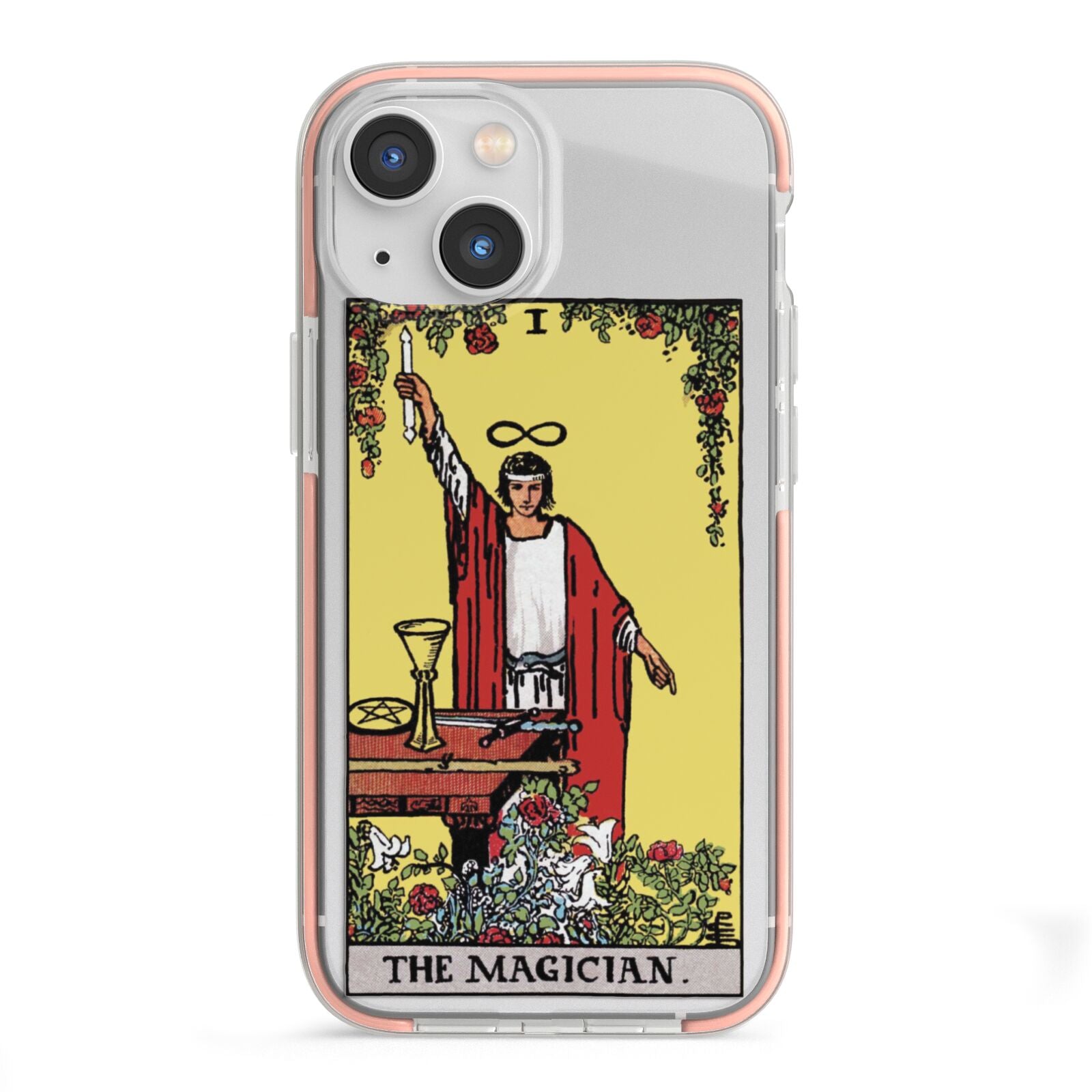 The Magician Tarot Card iPhone 13 Mini TPU Impact Case with Pink Edges
