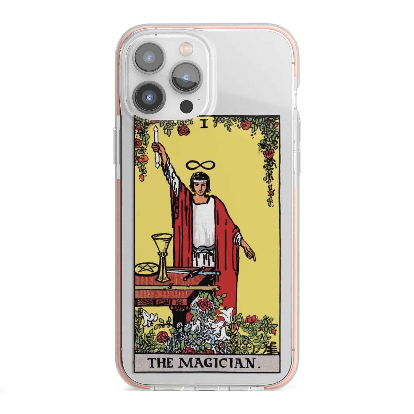The Magician Tarot Card iPhone 13 Pro Max TPU Impact Case with Pink Edges