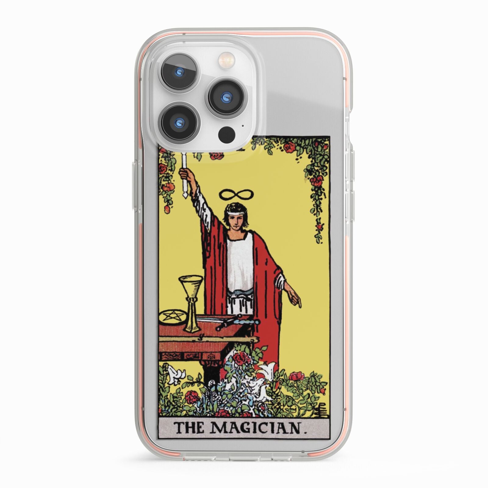 The Magician Tarot Card iPhone 13 Pro TPU Impact Case with Pink Edges