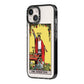 The Magician Tarot Card iPhone 14 Black Impact Case Side Angle on Silver phone