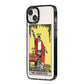 The Magician Tarot Card iPhone 14 Plus Black Impact Case Side Angle on Silver phone