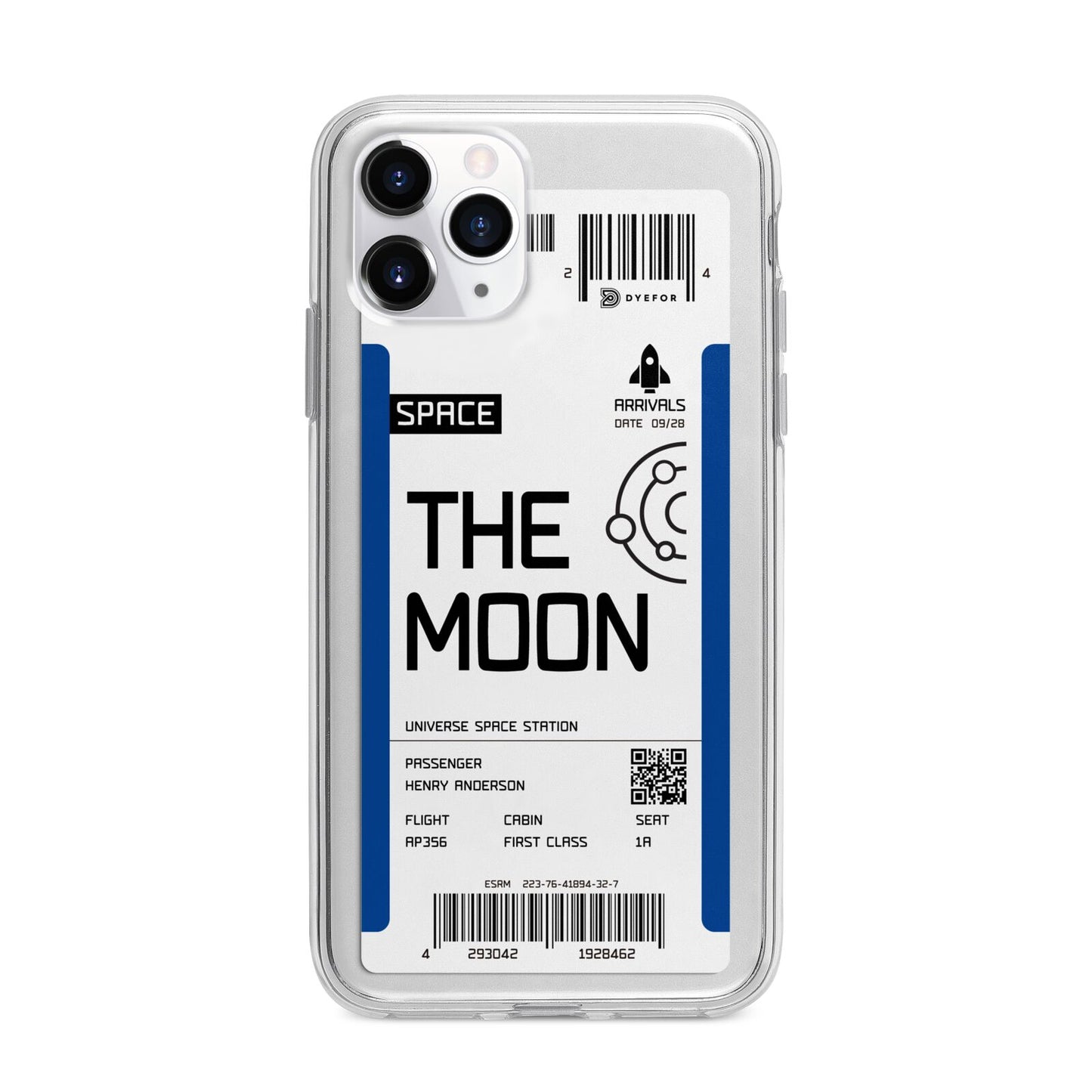 The Moon Boarding Pass Apple iPhone 11 Pro Max in Silver with Bumper Case
