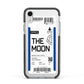 The Moon Boarding Pass Apple iPhone XR Impact Case Black Edge on Silver Phone