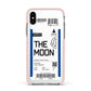 The Moon Boarding Pass Apple iPhone Xs Impact Case Pink Edge on Silver Phone