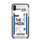 The Moon Boarding Pass Apple iPhone Xs Max Impact Case Black Edge on Silver Phone