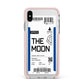 The Moon Boarding Pass Apple iPhone Xs Max Impact Case Pink Edge on Silver Phone