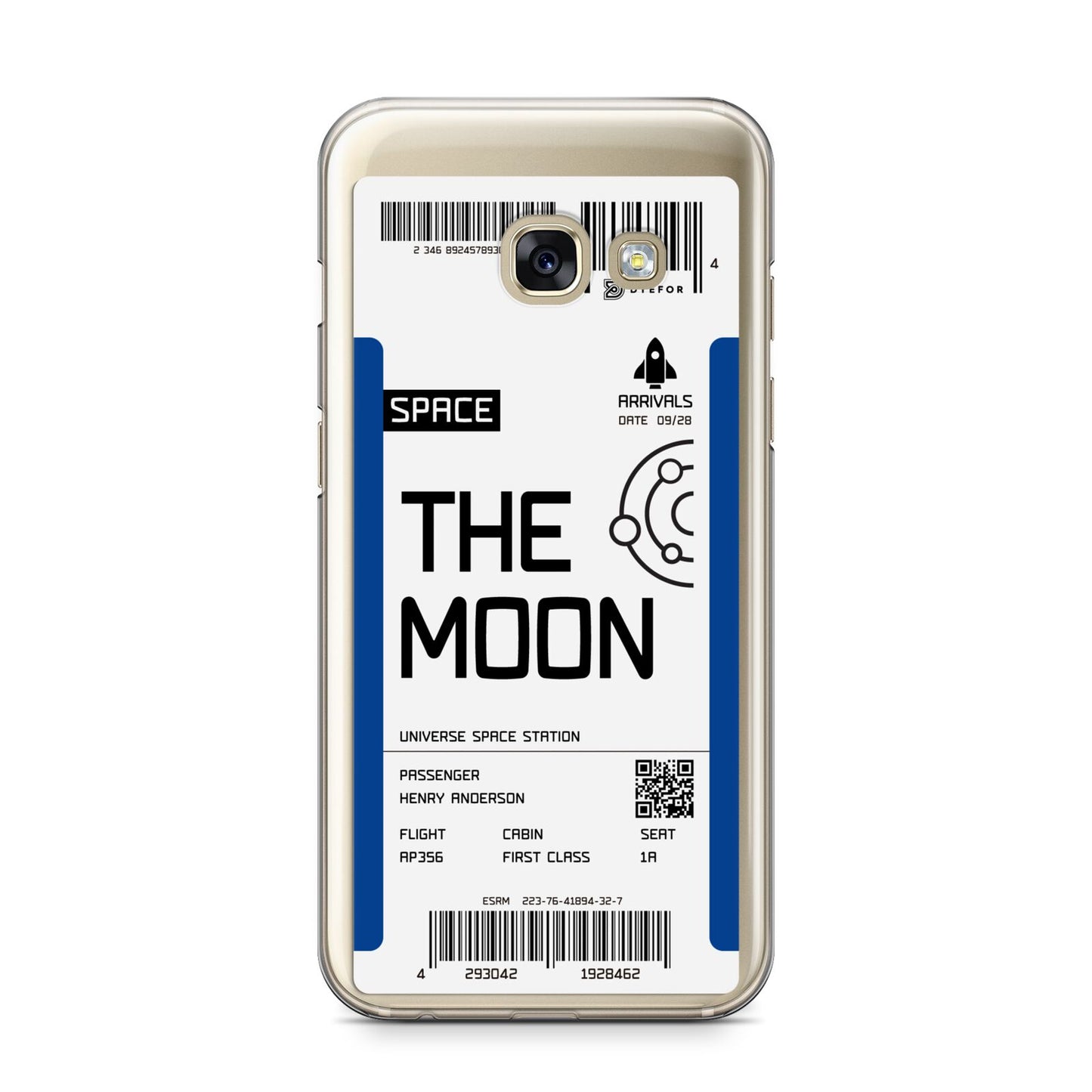The Moon Boarding Pass Samsung Galaxy A3 2017 Case on gold phone