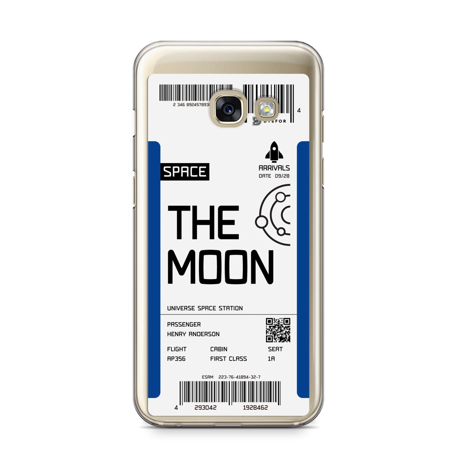 The Moon Boarding Pass Samsung Galaxy A3 2017 Case on gold phone