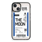 The Moon Boarding Pass iPhone 13 Black Impact Case on Silver phone