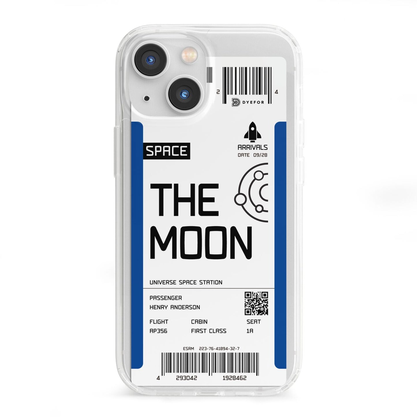 The Moon Boarding Pass iPhone 13 Mini Clear Bumper Case
