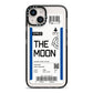 The Moon Boarding Pass iPhone 14 Black Impact Case on Silver phone
