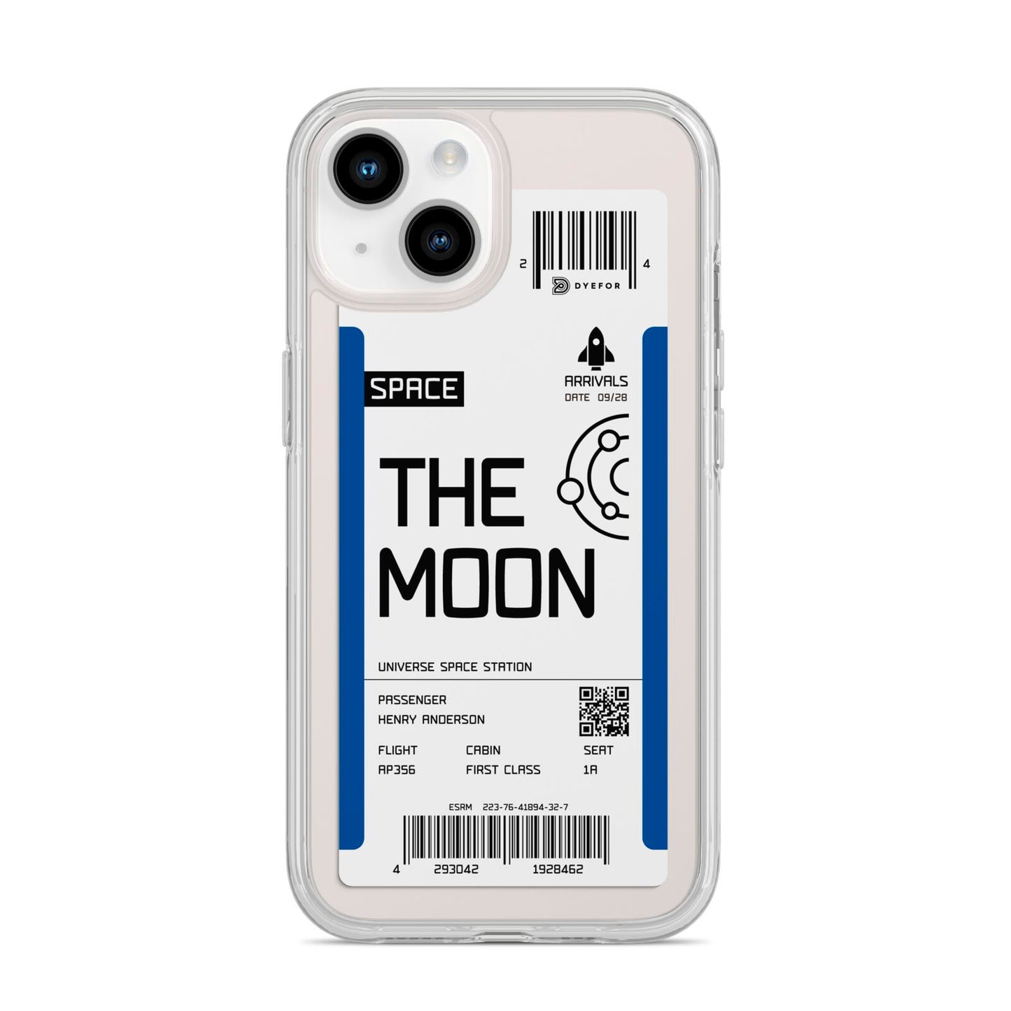 The Moon Boarding Pass iPhone 14 Clear Tough Case Starlight