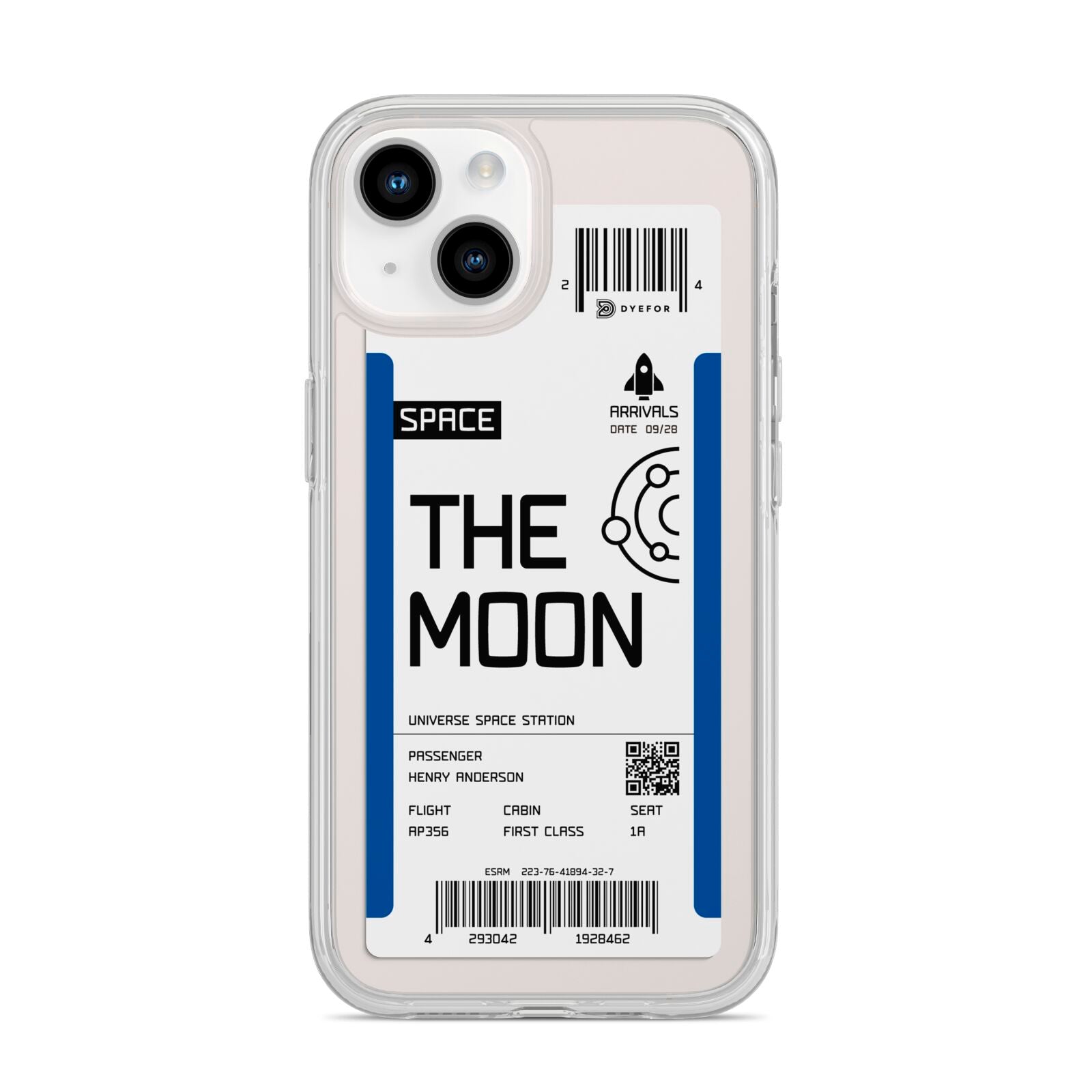 The Moon Boarding Pass iPhone 14 Clear Tough Case Starlight