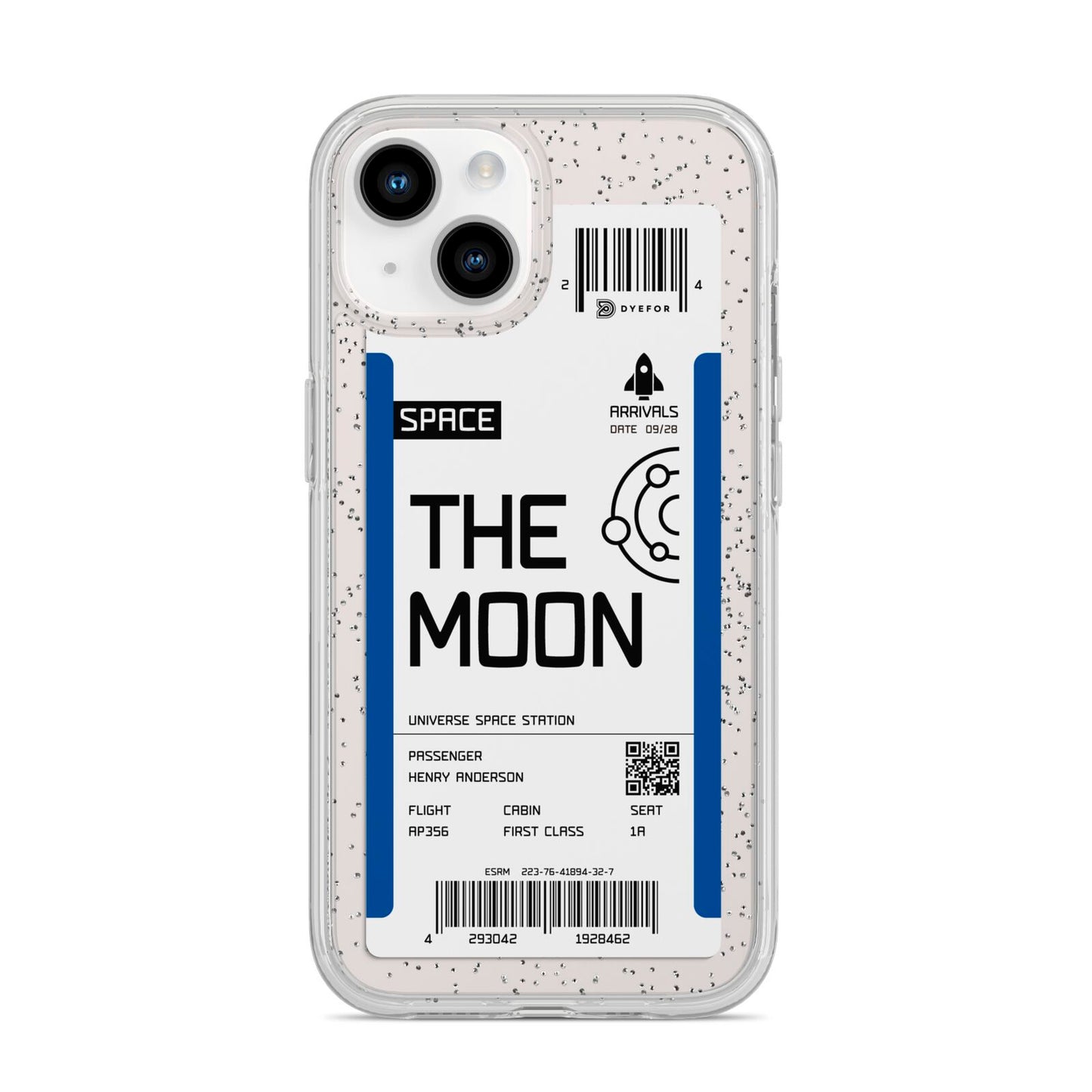 The Moon Boarding Pass iPhone 14 Glitter Tough Case Starlight